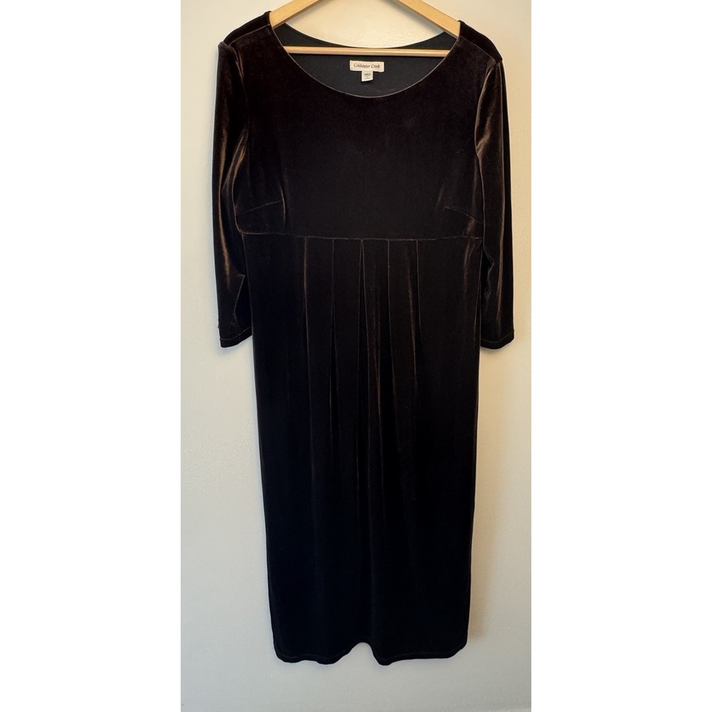 VTG Coldwater Creek Brown Velvet Maxi Empire Waist Dress Women's  Sz L 90's Boho